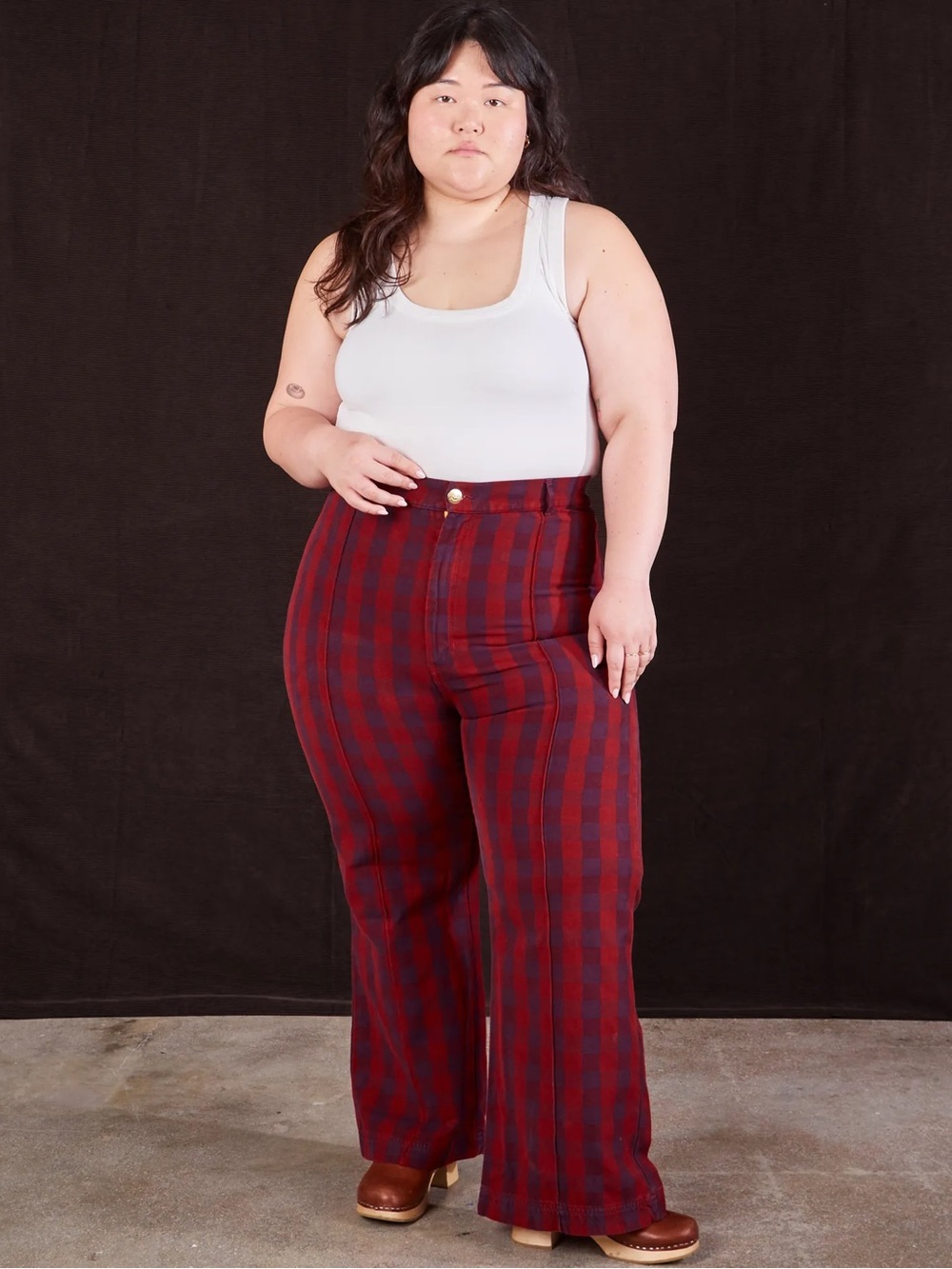 BIG BUD PRESS - Gingham Western Pants in Red and Purple, 1XL